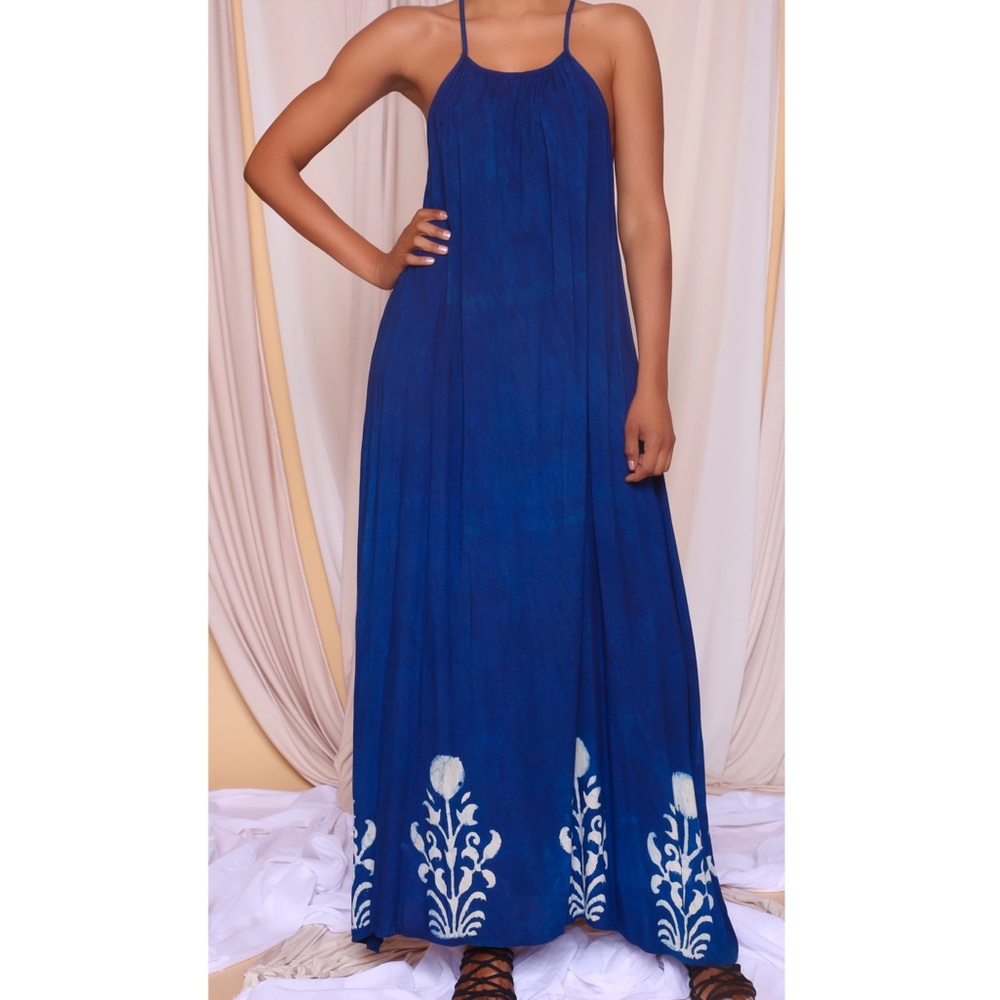 Beautiful long dress Long índigo  hand dye dress